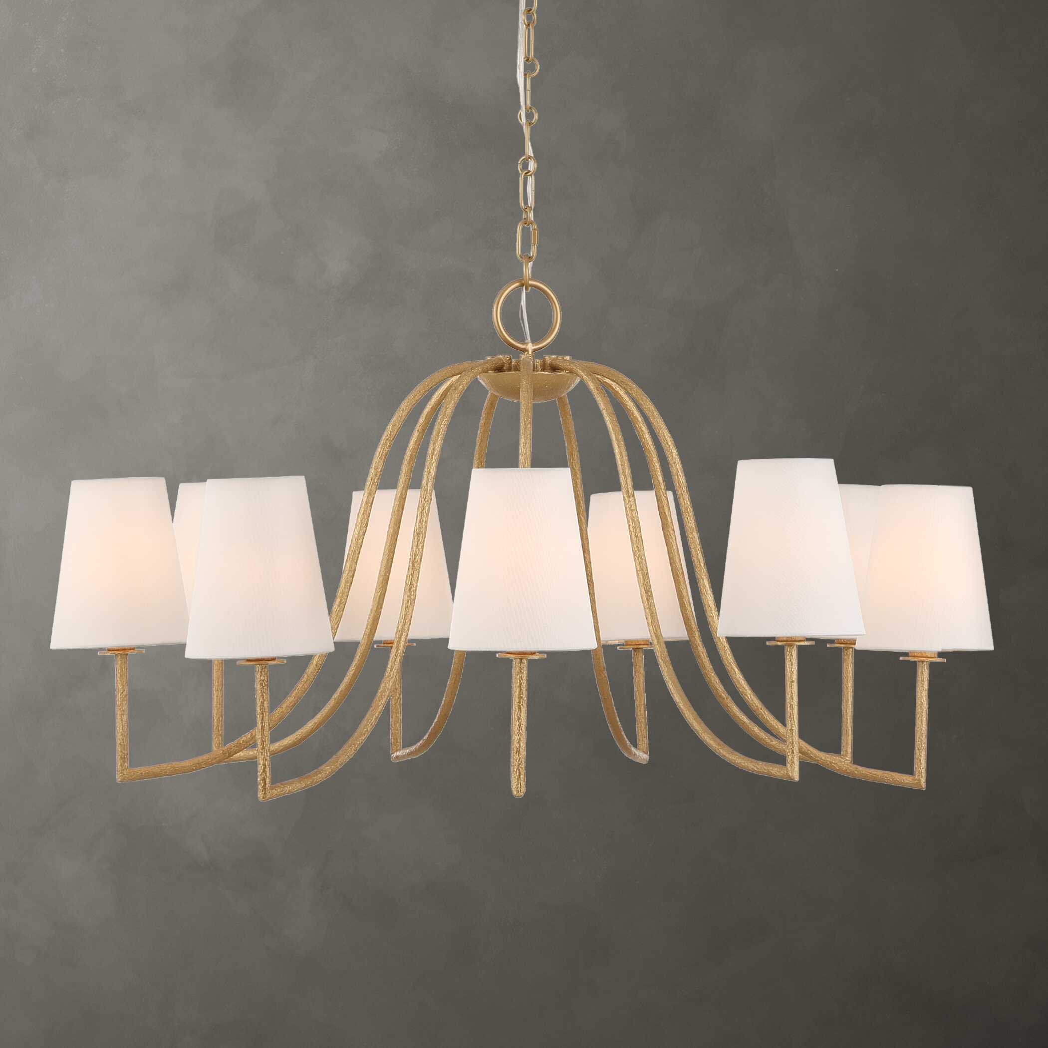 Seville 9 Light Gold Chandelier, Ceiling Light by Uttermost, 21.62" height x 42" diameter View 2