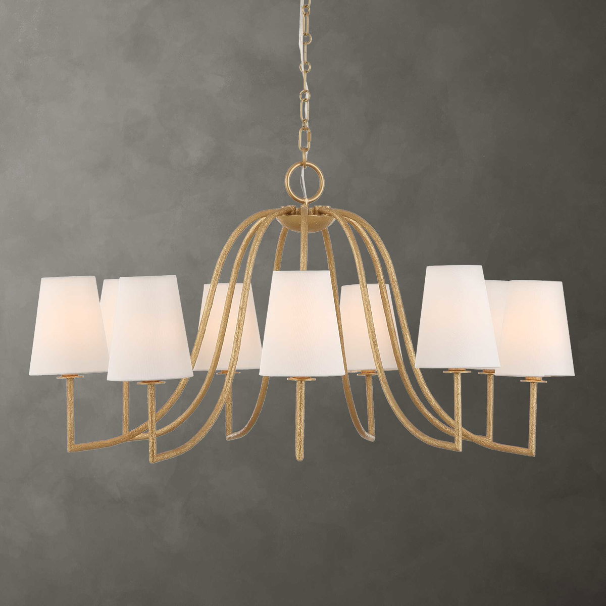 Seville 9 Light Gold Chandelier, Pendant by Uttermost, 21.62" height x 42" diameter View 2