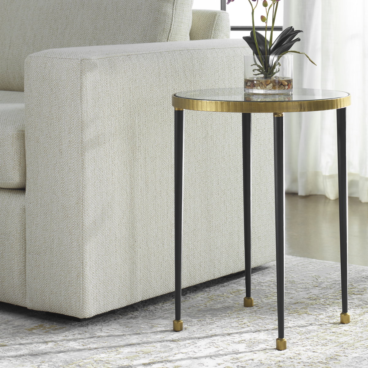 Stiletto Antique Gold Side Table, Side & End Table by Uttermost, 17" width x 22" height x 17" depth View 2