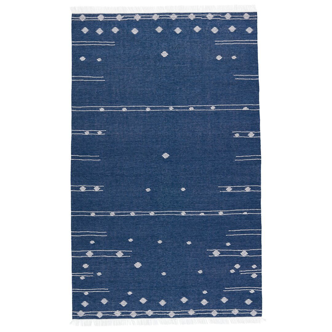 Calli Indoor/ Outdoor Geometric Blue/ White Area Rug large image 