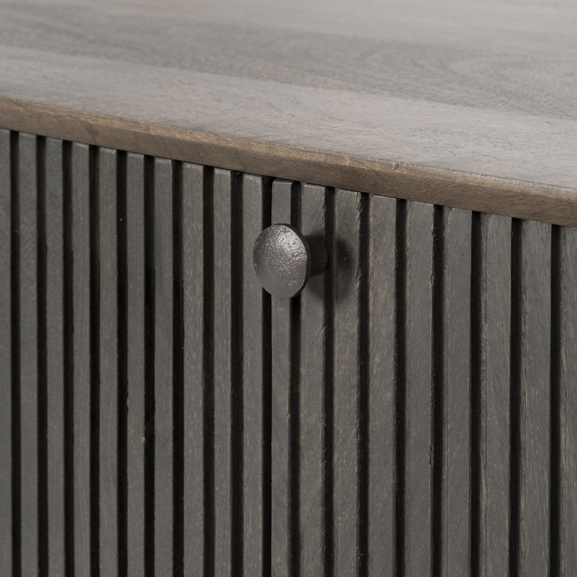 Grace I Two-Toned Brown Solid Wood TV Stand Media Console with Slated Doors, TV up to 82', by Mercana, 72" length x 20.5" width x 24.25" height View 8