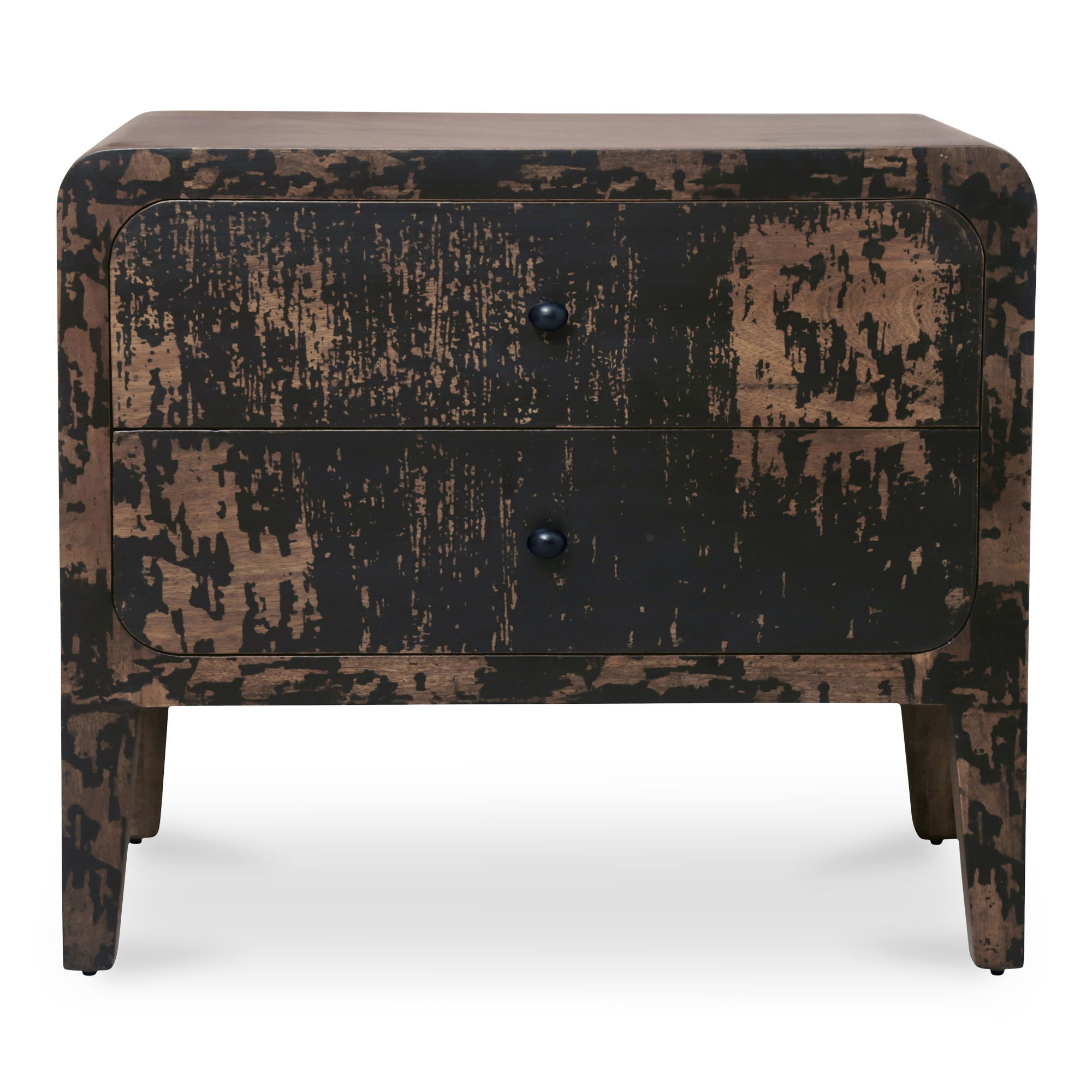 Iris Nightstand Distressed Black, by Moe's Home, 30" width x 26" height x 19" depth View 1
