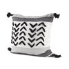 Kimia 20x20 White/Black Fabric Herringbone with Fringed Pillow Cover, Decorative Pillow by Mercana, 20" length x 20" width x 0.2" height thumbnail 1