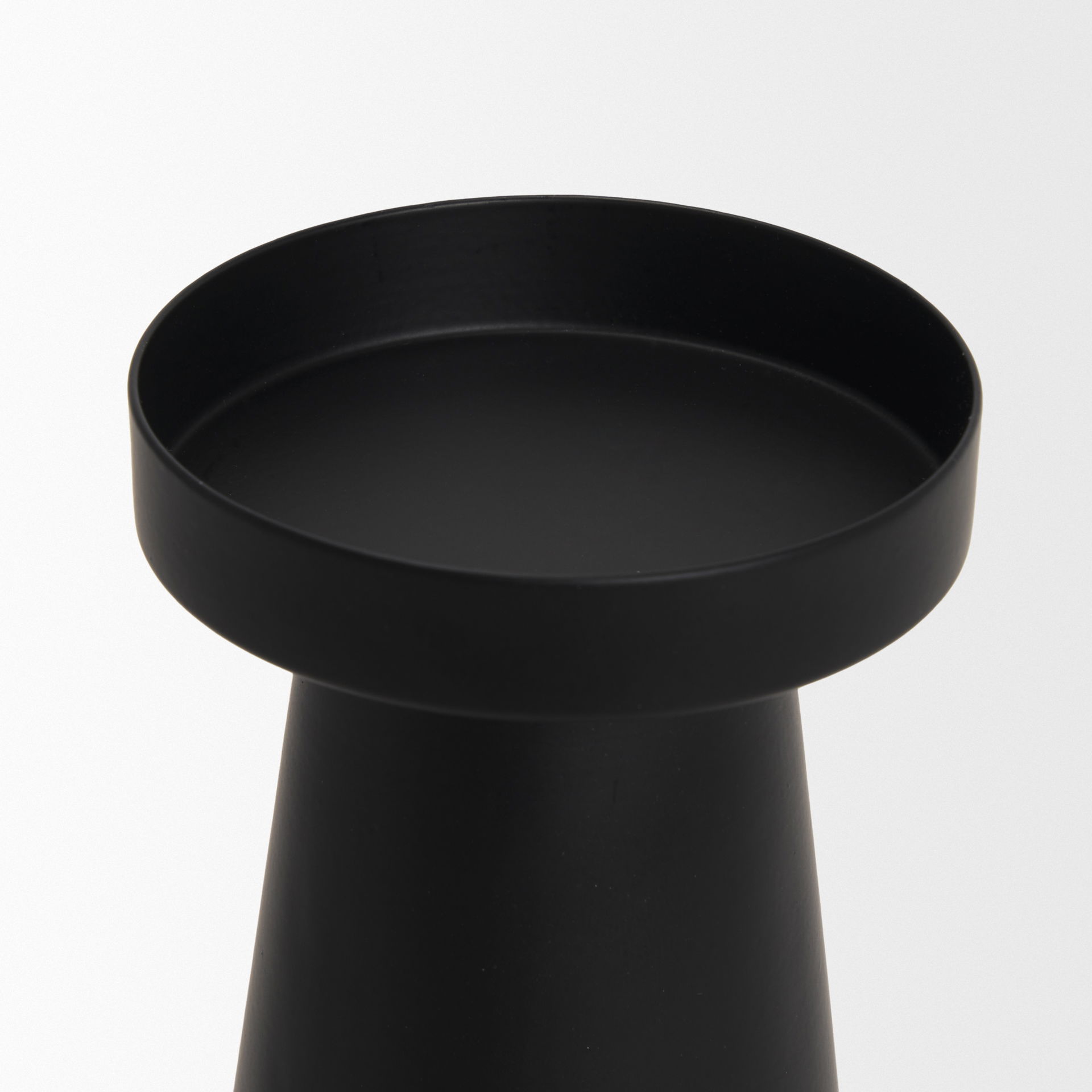 Quadir Tall Matte Black Metal Candle Holder large image 