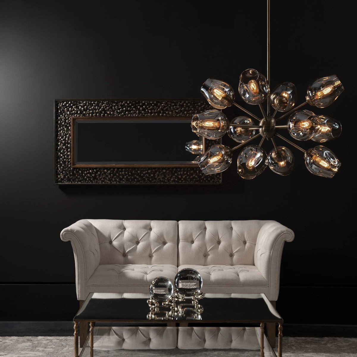 Chet 12 Light Sputnik Chandelier, by Uttermost, 32.5" width x 20" height x 32.5" diameter x 32.5" depth View 7
