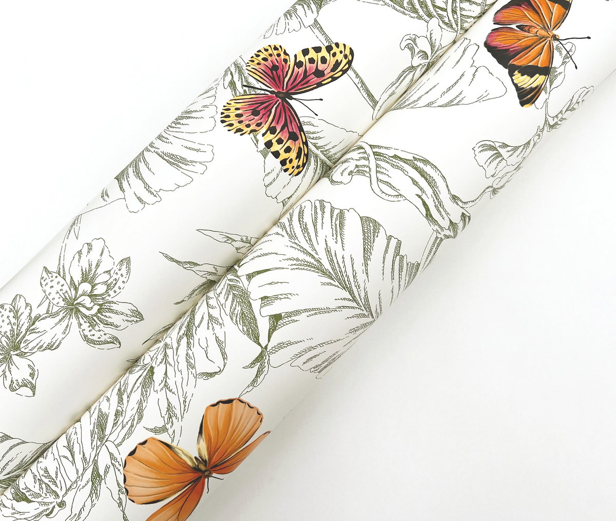 Papillon Green Wallpaper, by York Wall, 27' length x 2'3" width x 0.02" depth View 2