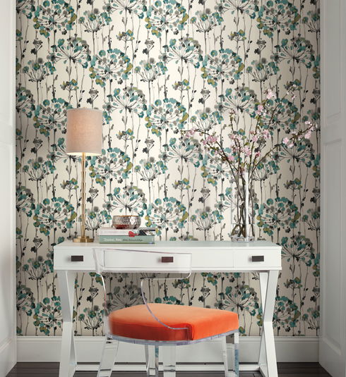 Flourish Turquoise Peel & Stick Wallpaper