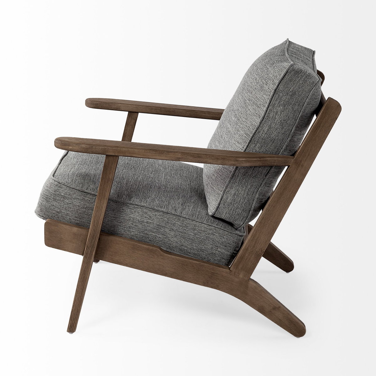 Olympus V Castlerock Grey Fabric Wrapped Brown Wooden Frame Accent Chair, by Mercana, 28" length x 31" width x 32" height View 6