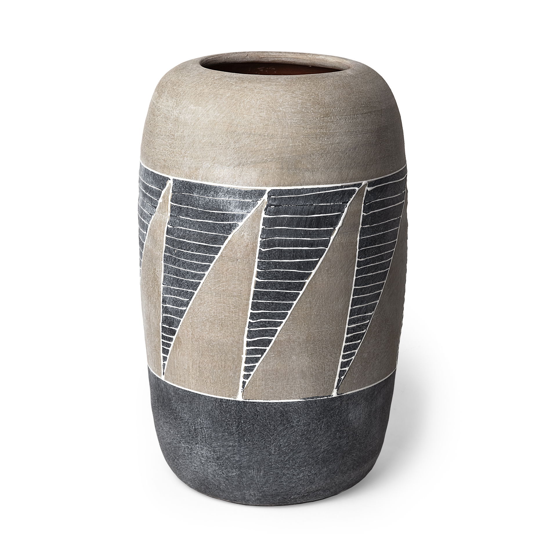 Cove Grey/Brown Ceramic Vase, by Mercana, 9.25" length x 9.25" width x 15.16" height View 1