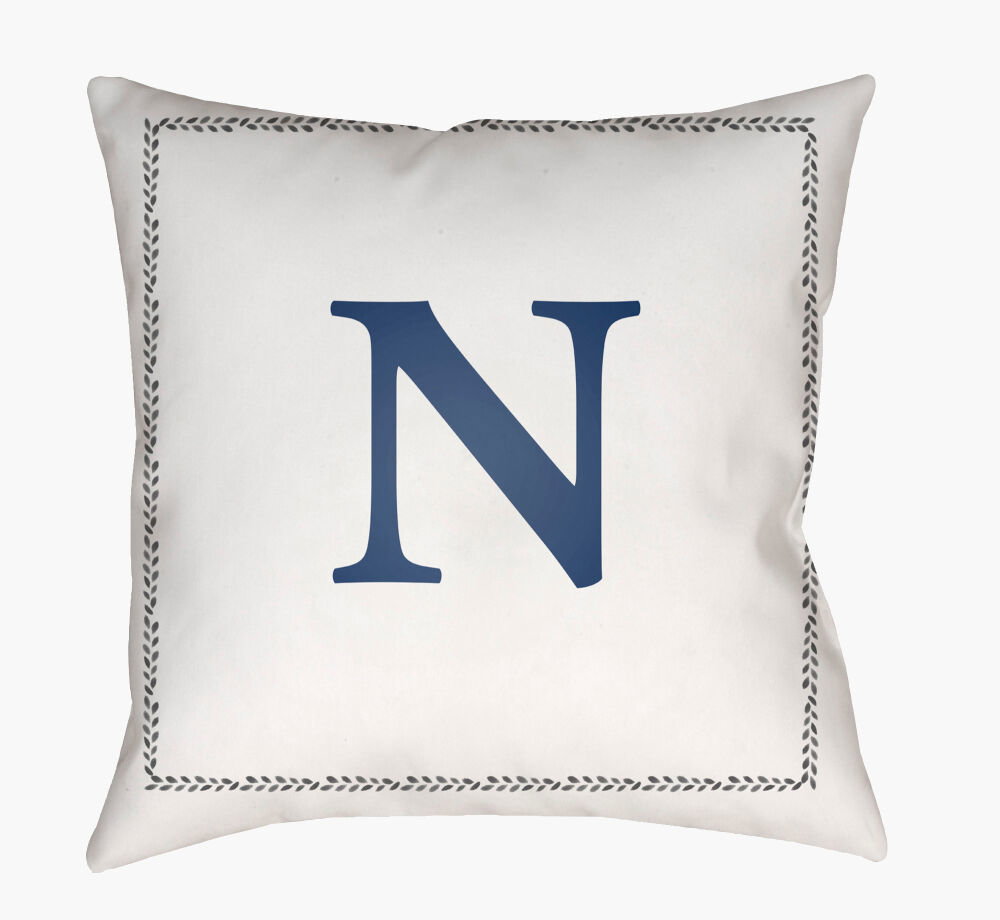 Initials Accent Pillow, Decorative Pillow by Surya, 20" length x 20" width