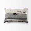 Thalia 13x21 Black and Beige Fabric Striped and Fringed Decorative Pillow Cover, by Mercana, 13" length x 21" width x 0.2" height thumbnail 9