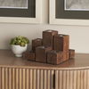 Cassius Light Brown Nine Wood Block Table Candle Holder, Candles & Candle Holder by Mercana, 11" length x 11" width x 8" height thumbnail 2