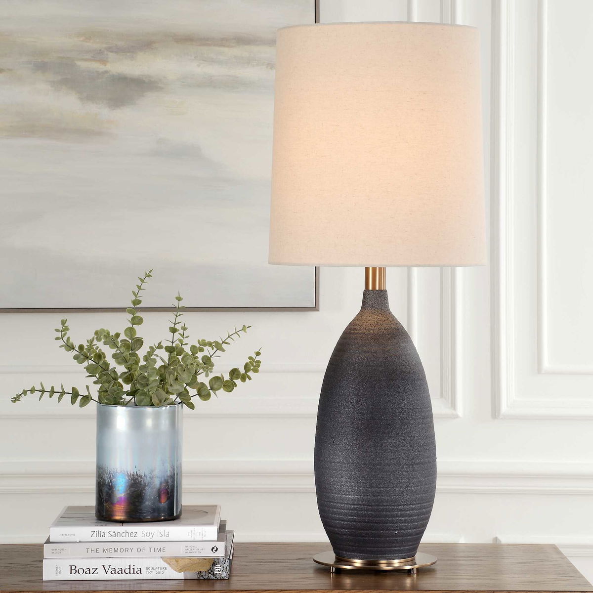 Bower Matt Black Table Lamp, by Uttermost, 14" width x 34.5" height x 14" depth View 2