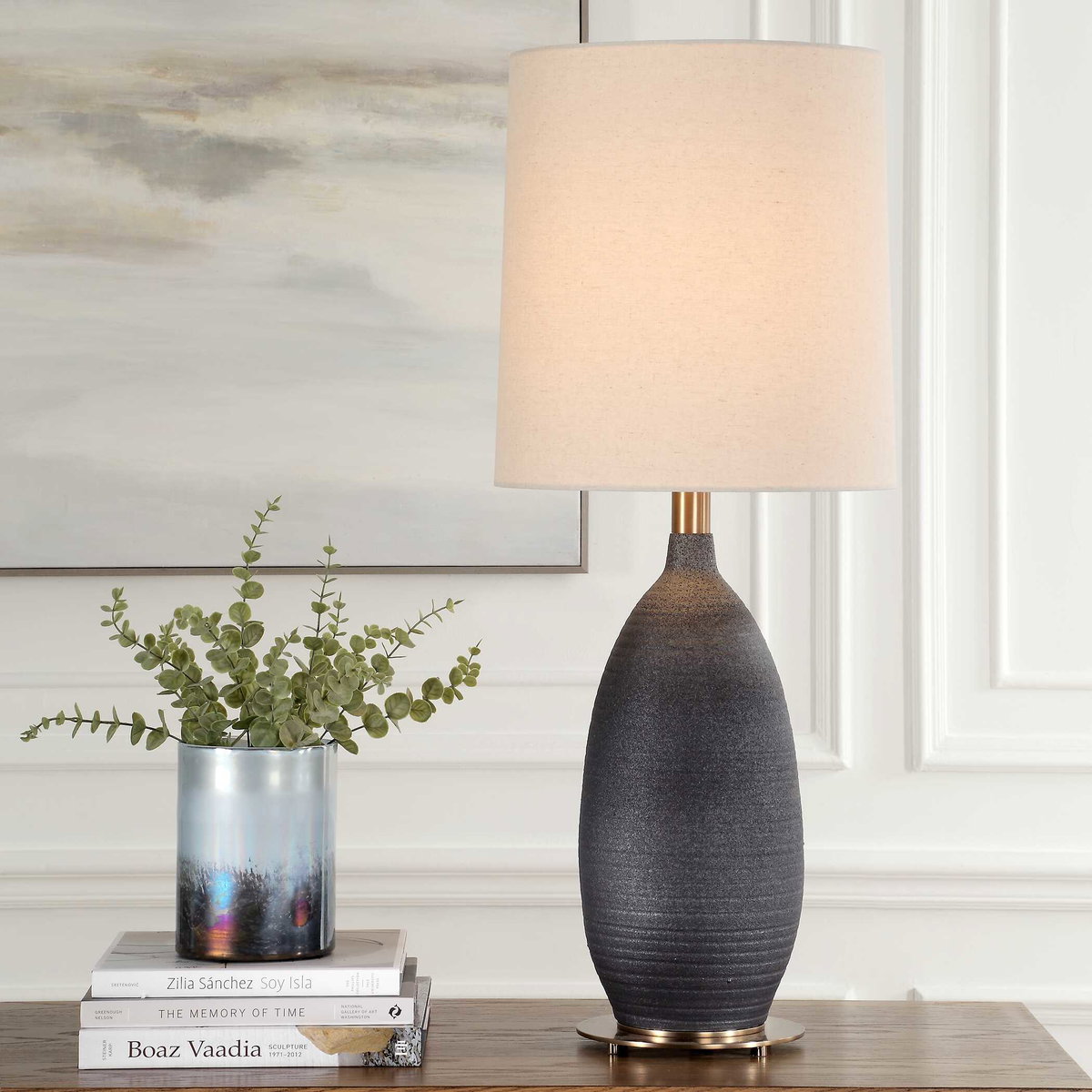 Bower Matt Black Table Lamp, by Uttermost, 14" width x 34.5" height x 14" depth View 2