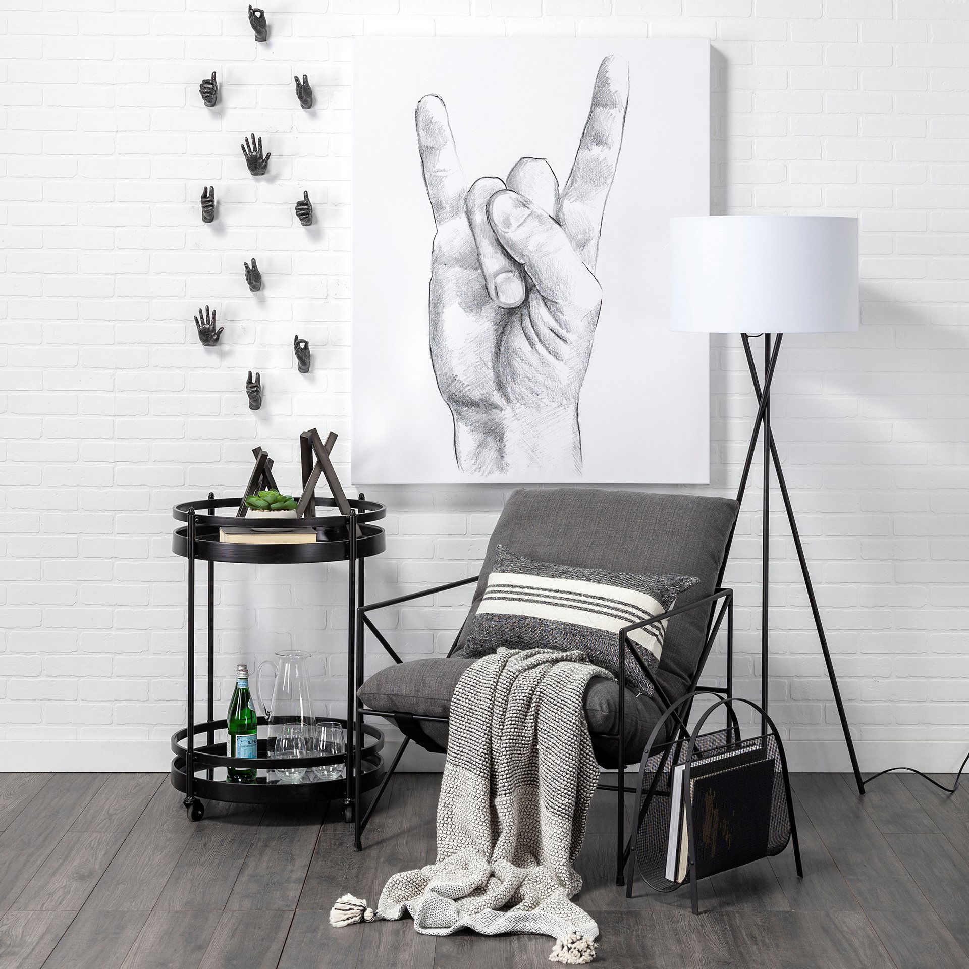 Sharon 14 x 26 Black With Stripes Decorative Pillow Cover large image 