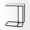 Kyra  White Marble Top with Black Iron Frame C-Shaped End and Side Table, Side & End Table by Mercana, 12" length x 20" width x 23" height thumbnail 6