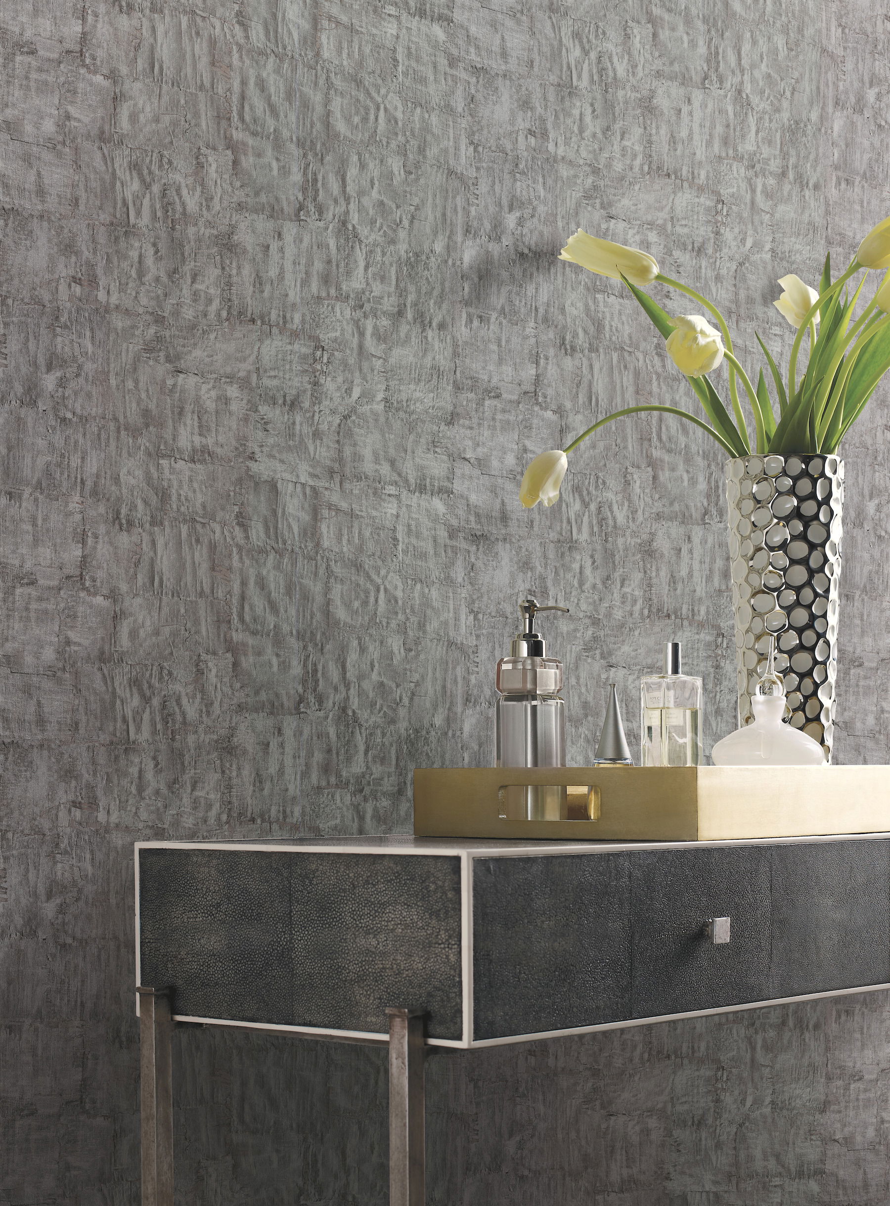 Brushstrokes Grey Wallpaper large image 