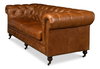 Tufted English Club Sofa  Cuba Brown, by Sarreid, 3'2" length x 7'5" width x 2'8" height thumbnail 8