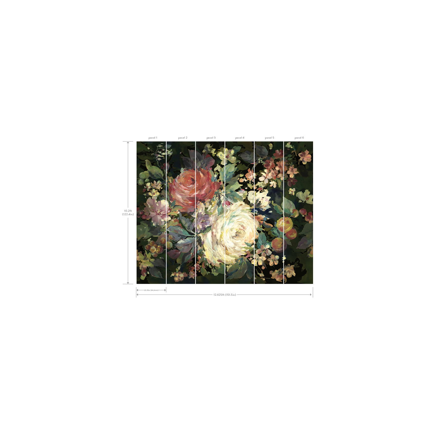 Impressionist Floral Red Wall Mural large image 