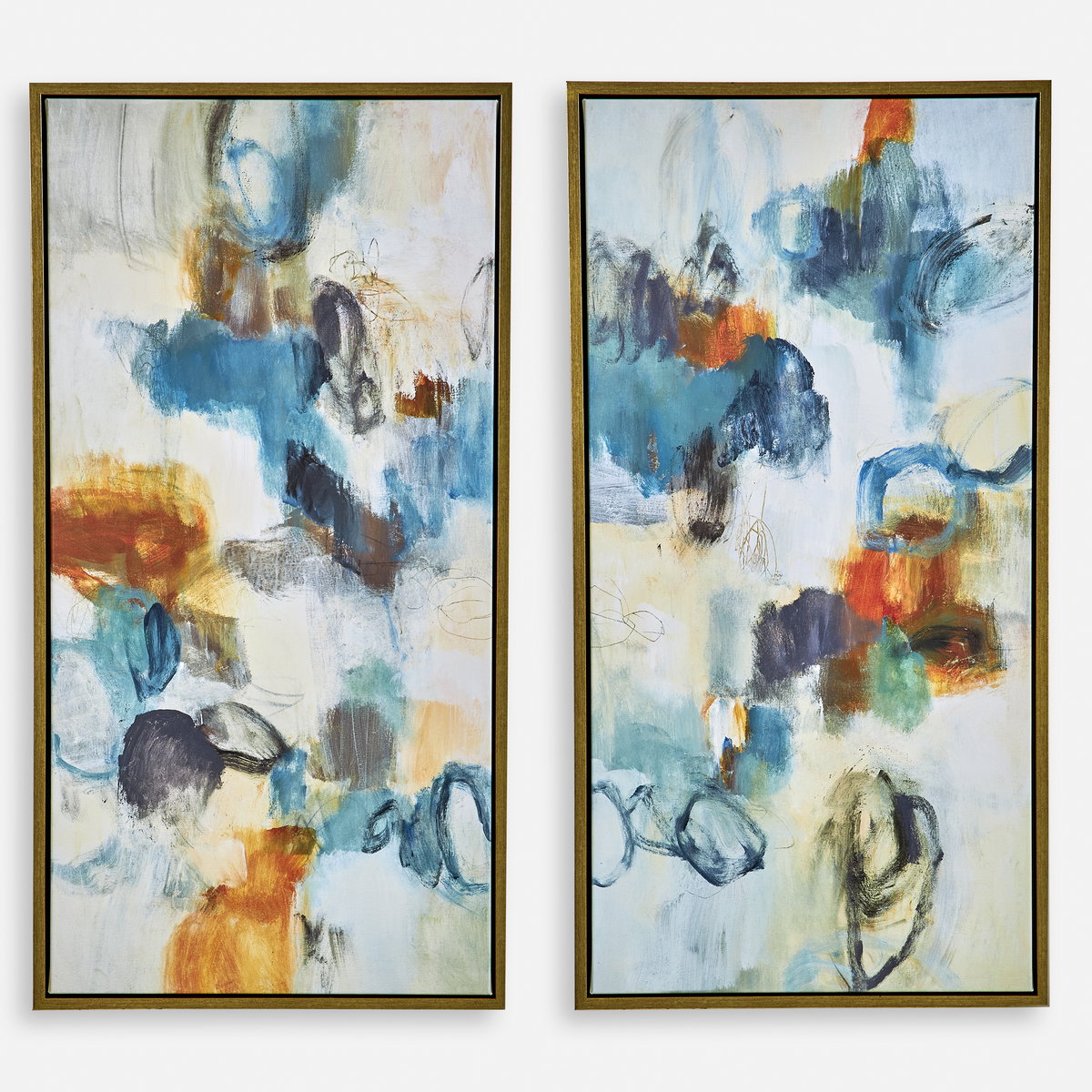 Casual Moments Framed Abstract Art Set/2, by Uttermost, 21.5" width x 41.5" height x 2" depth View 1