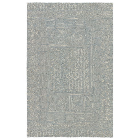 Geometric Handmade Tufted Area Rug in Blue/Cream
