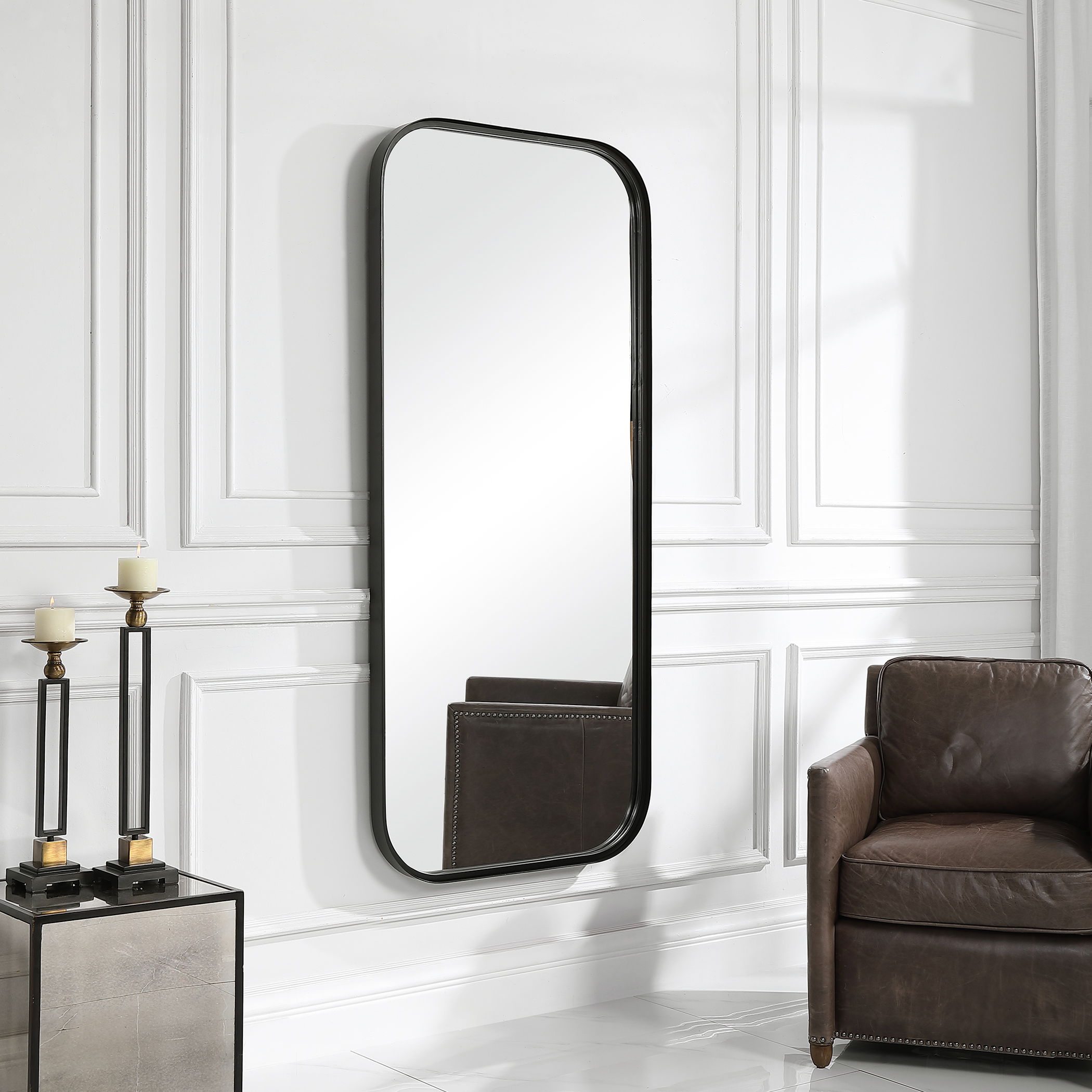 Concord Black Tall Iron Mirror large image 