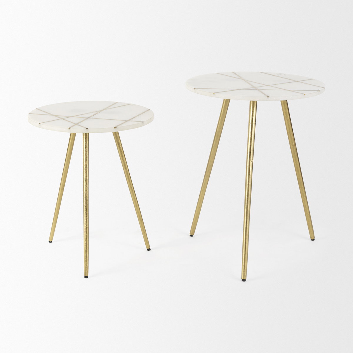 Vivienne  White Marble with Antique Gold Metal Round Large Accent Table, Side & End Table by Mercana, 18" length x 18" width x 23" height View 4