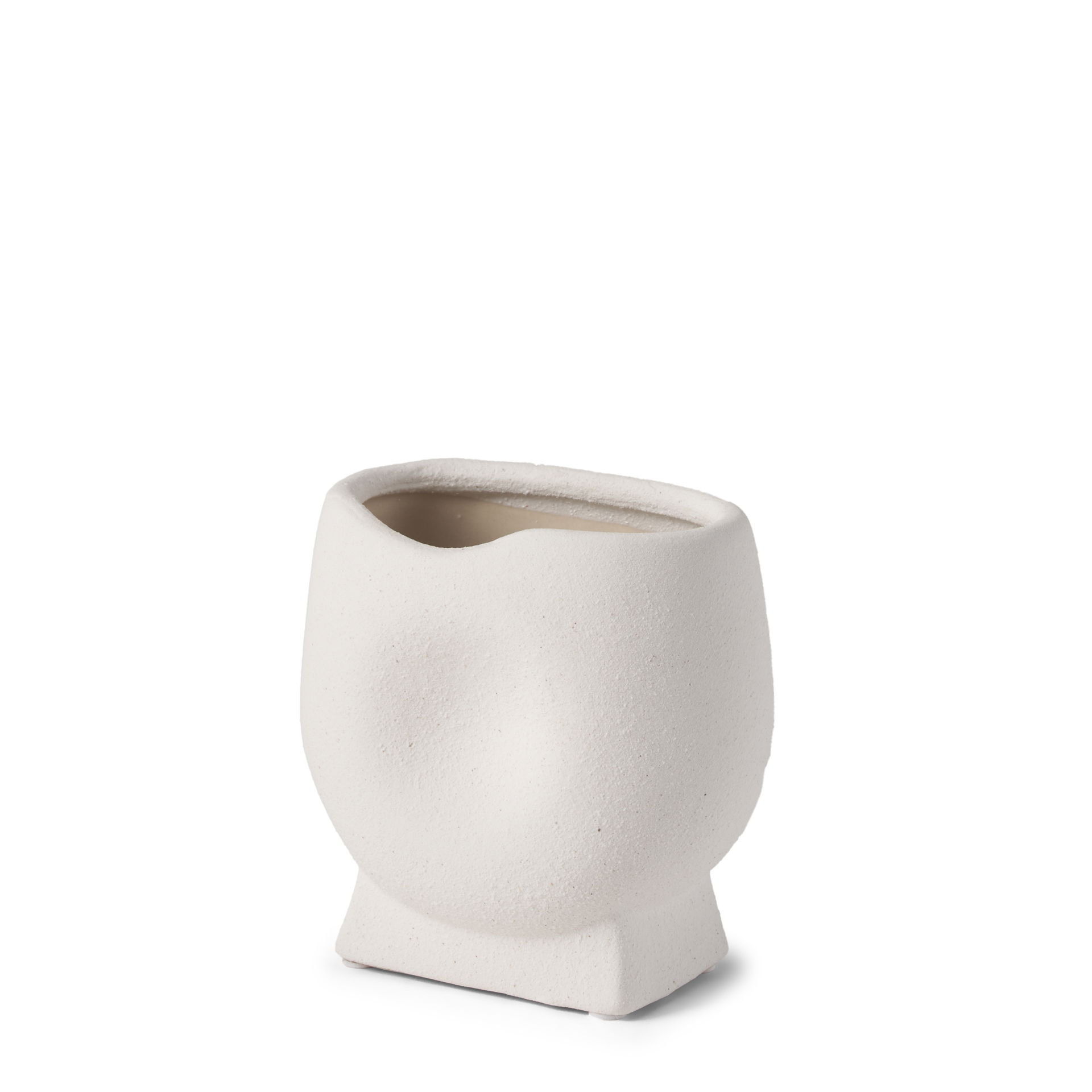 Darian Small Textured Matte White Ceramic Vase large image 