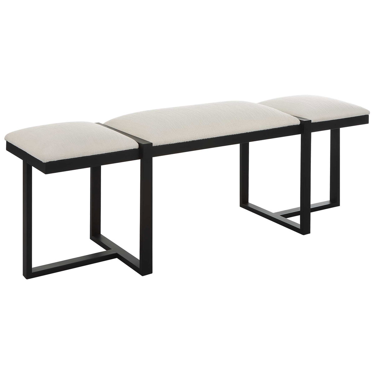 Triple Cloud Modern Upholstered Bench, Benche by Uttermost, 60.75" width x 22" height x 16" depth View 5