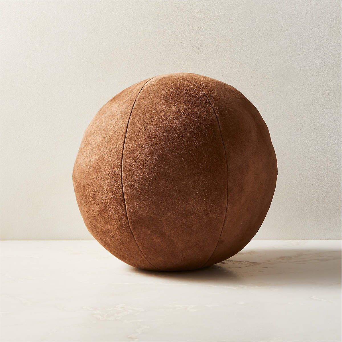 Online Designer Bedroom Terre Brown Suede Sphere Throw Pillow 12"