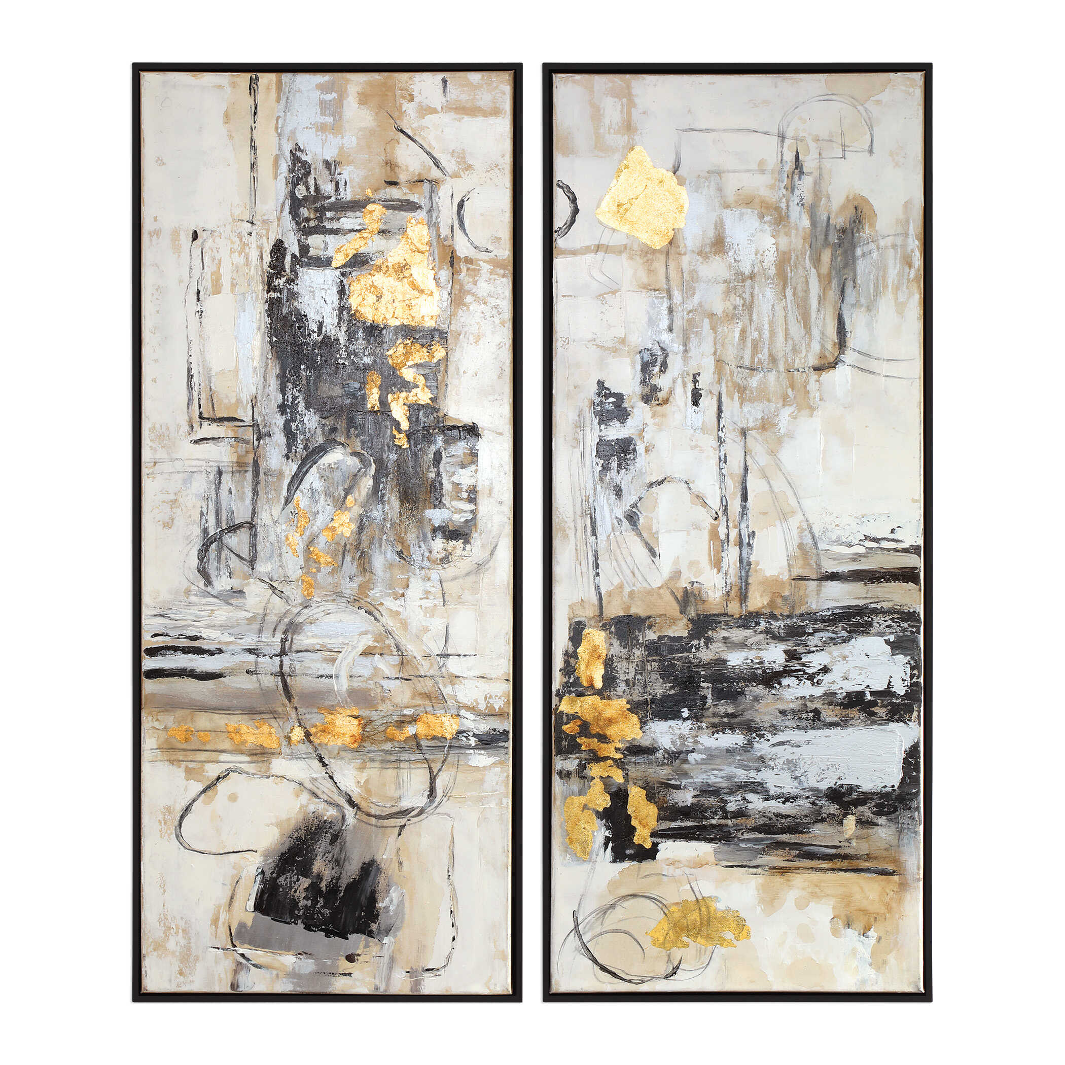 Life Scenes Abstract Art Set/2, Painting by Uttermost, 21" width x 51" height x 2.5" depth View 1