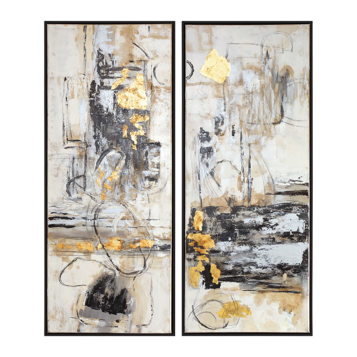 Life Scenes Abstract Art Set/2, Painting by Uttermost, 21" width x 51" height x 2.5" depth View 1