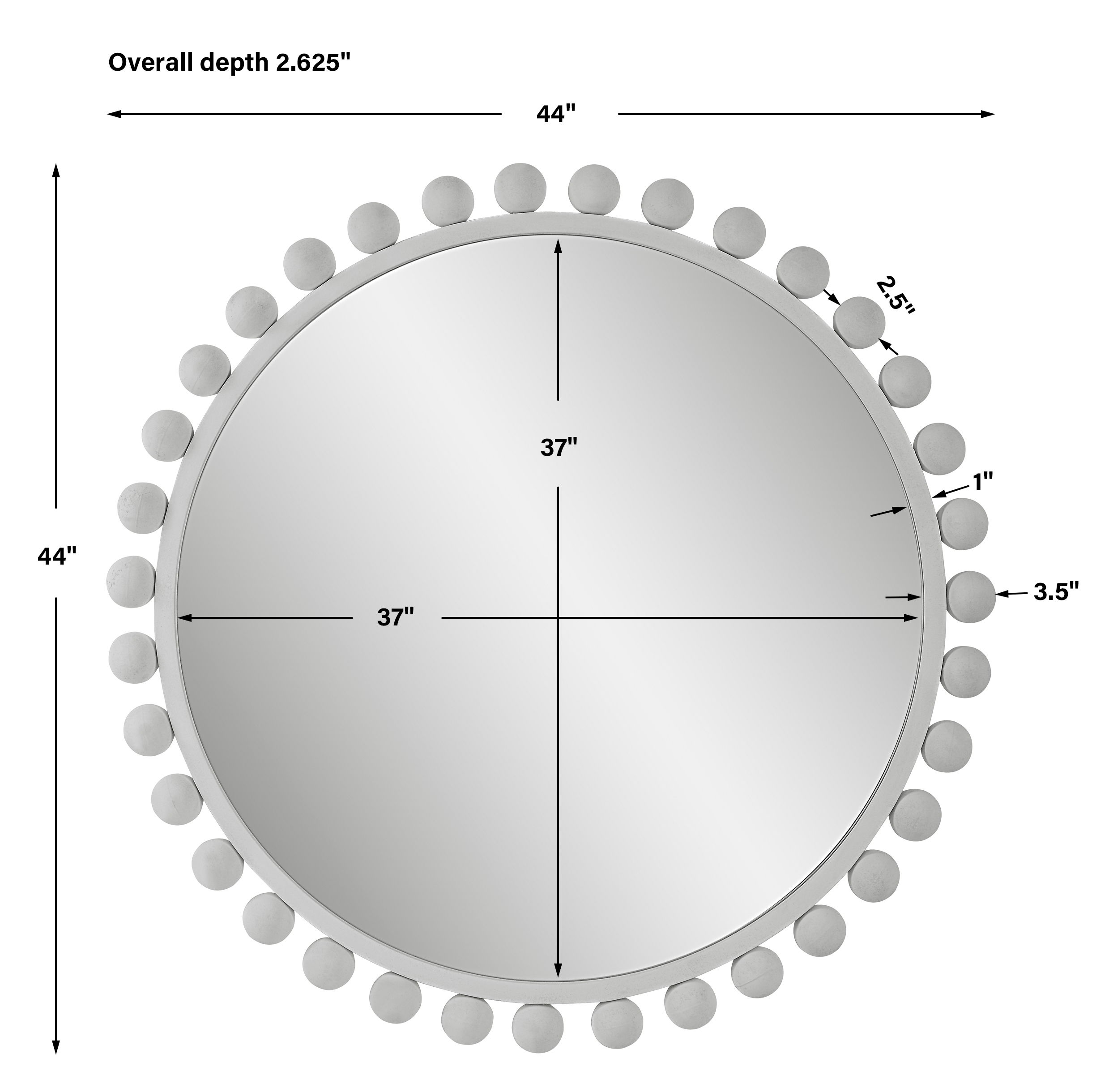 Cyra White Round Mirror large image 