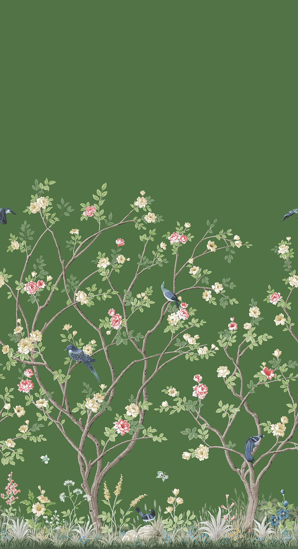Lingering Garden Green Wall Mural large image 