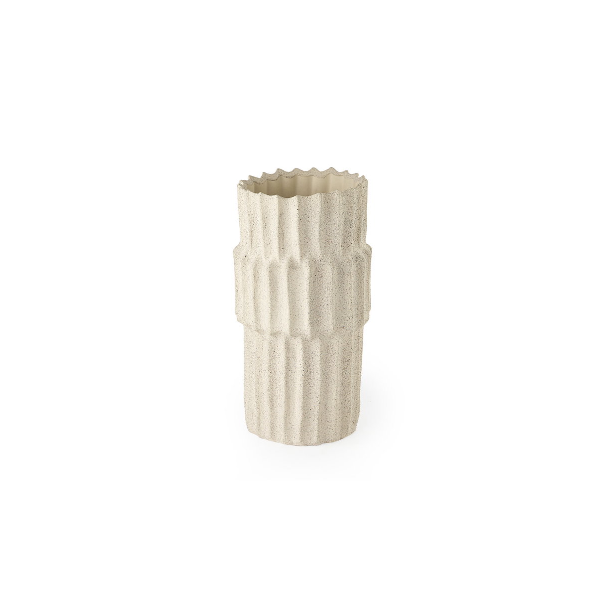 Cardon 14.4H Cream Ceramic Vase, by Mercana, 7.48" length x 7.48" width x 13.78" height View 1