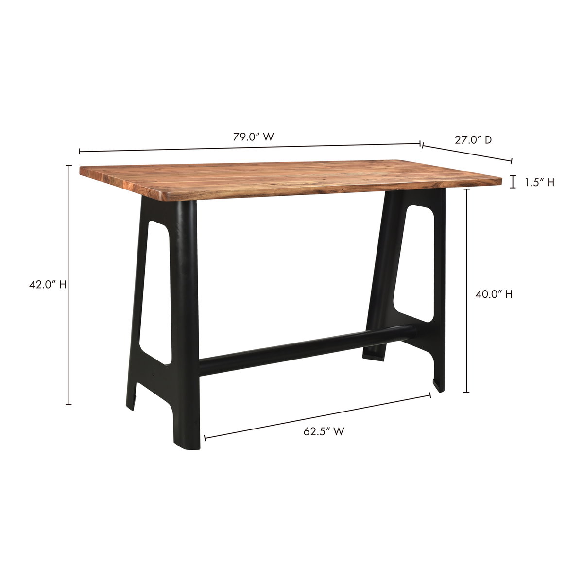 Craftsman Bar Table, Counter & Bar Table by Moe's Home, 79" width x 42" height x 27" depth View 9