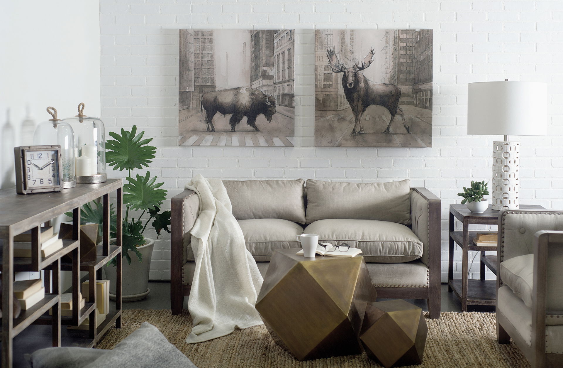 Wright II 22' x 21.9' Square Top Medium Brown Wooden Multi-Shelf End/Side Table, Side & End Table by Mercana, 22" length x 22" width x 22" height View 2