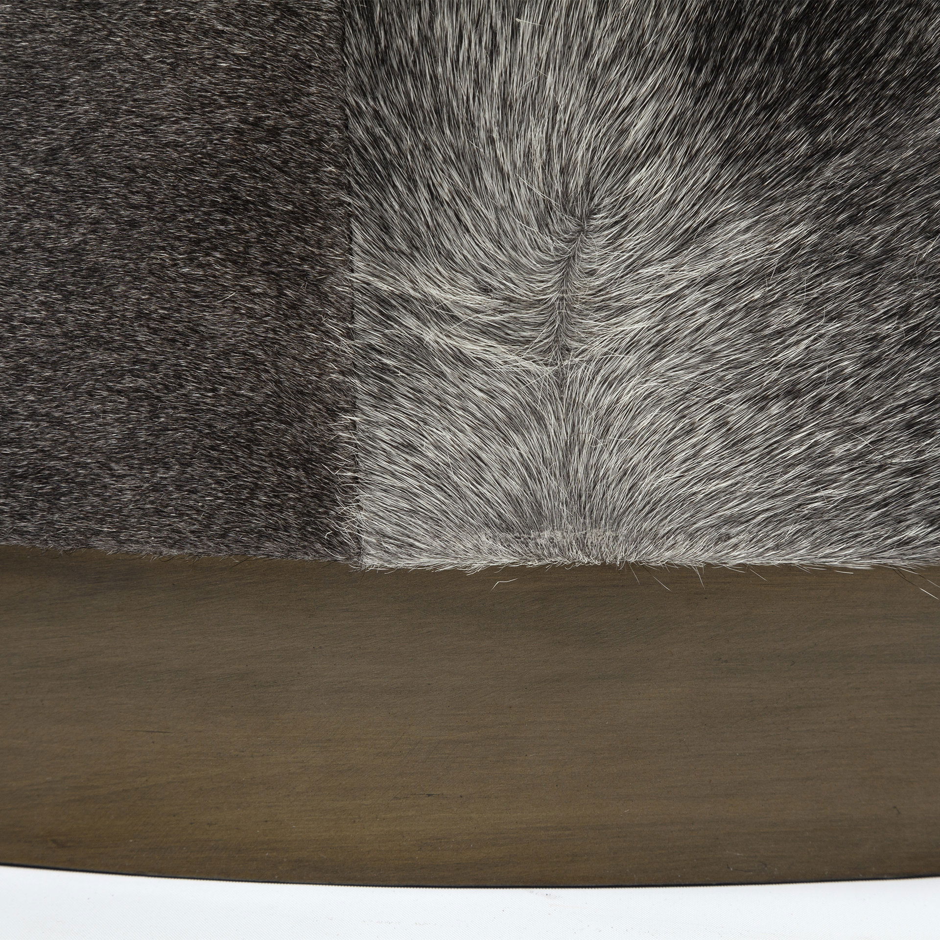 Zahavi 36' Gray Hair-On-hide with Metal Base Ottoman, by Mercana, 36" length x 36" width x 16" height View 10
