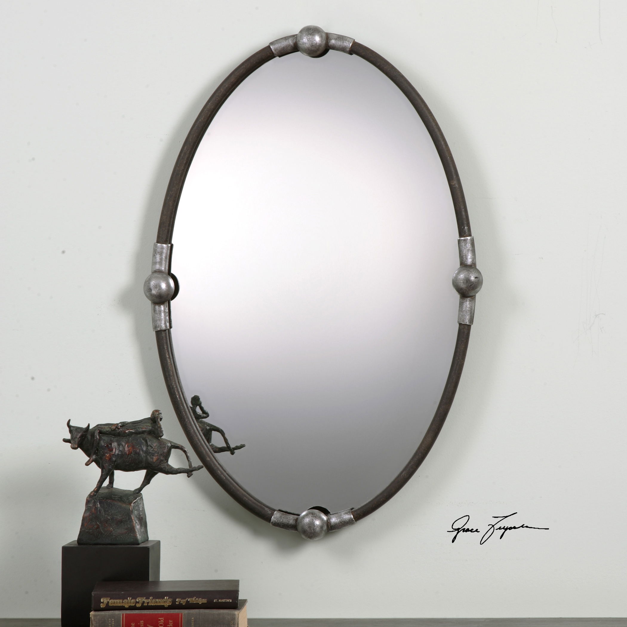 Carrick Black Oval Mirror large image 
