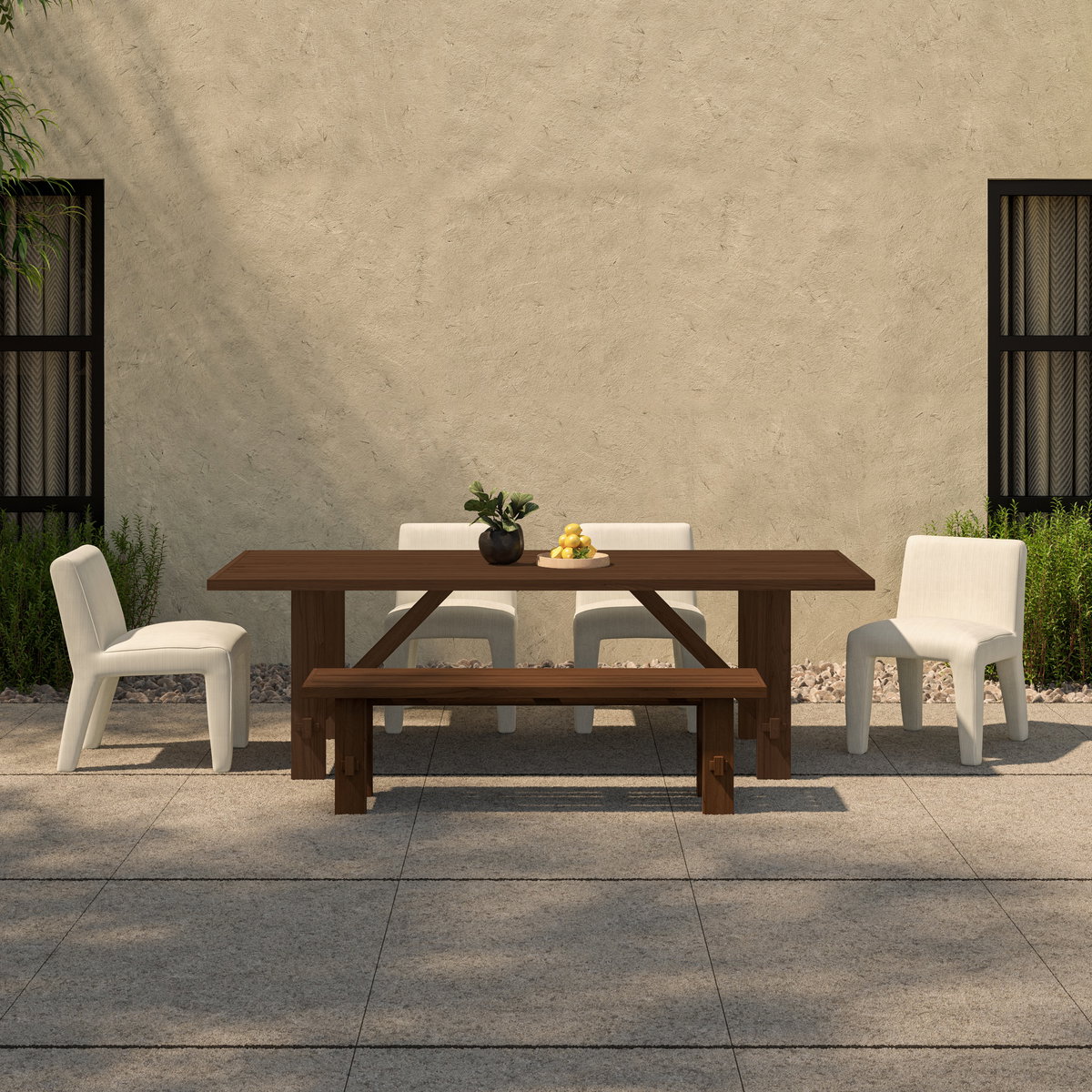 Esmond Outdoor Dining Bench Brown, Benche by Moe's Home, 64" width x 18" height x 16" depth View 8