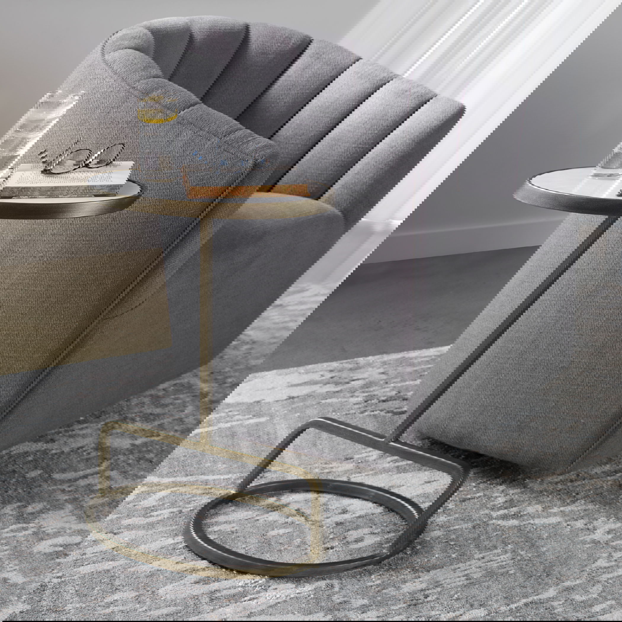 Jessenia White Marble Accent Table, Furniture by Uttermost, 18" width x 23" height x 12" depth View 2