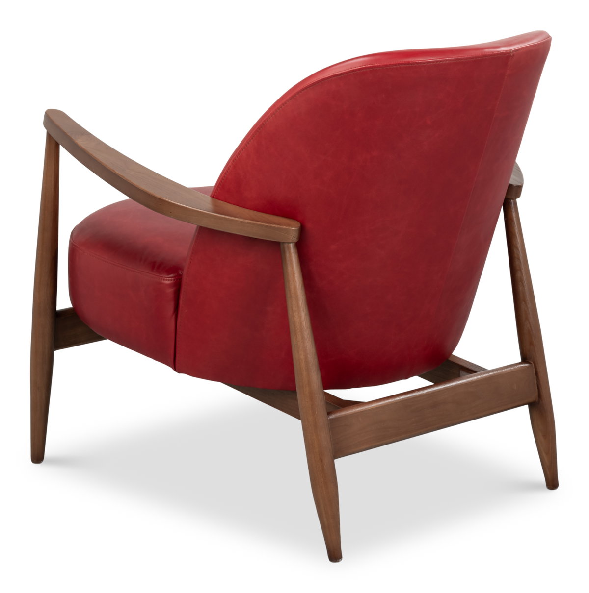 Pindar Armchair  Leather  New Rouge Red, by Sarreid, 2'7" length x 2'6" width x 2'6" height View 11