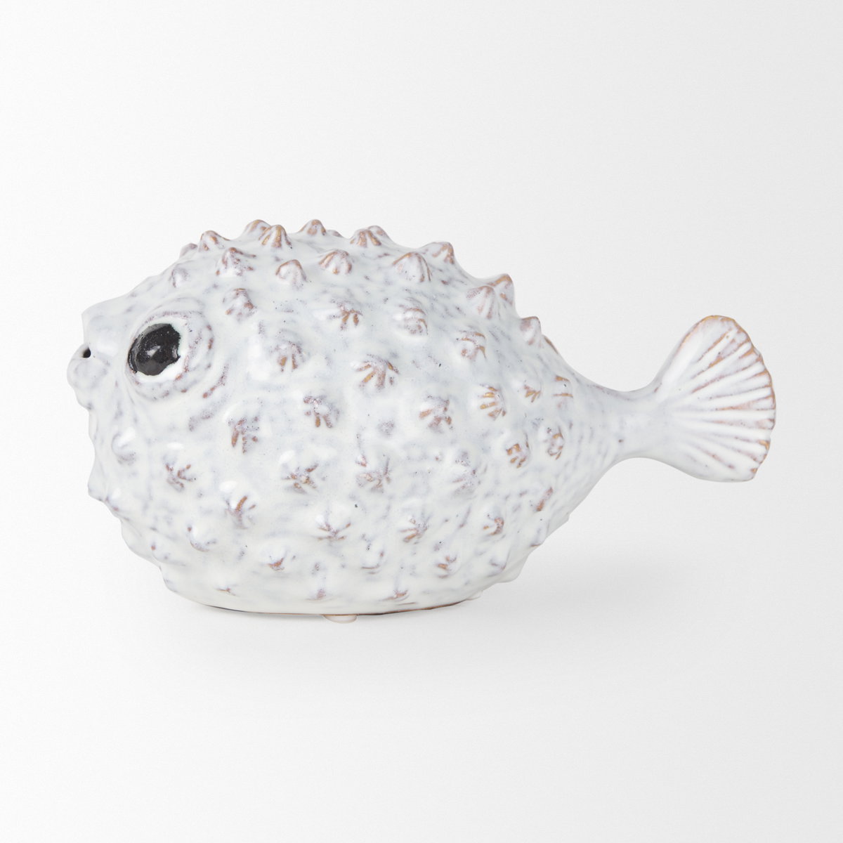 Spike II (Large) 10L x 6W Off-White Ceramic Puffer Fish, Decorative Object by Mercana, 10.24" length x 5.51" width x 5.51" height View 4