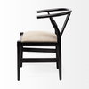 Trixie Curved Back Dining Arm Chair | Dark Taupe Fabric with Wooden, Dining Chair by Mercana, 20" length x 24" width x 31.25" height thumbnail 6