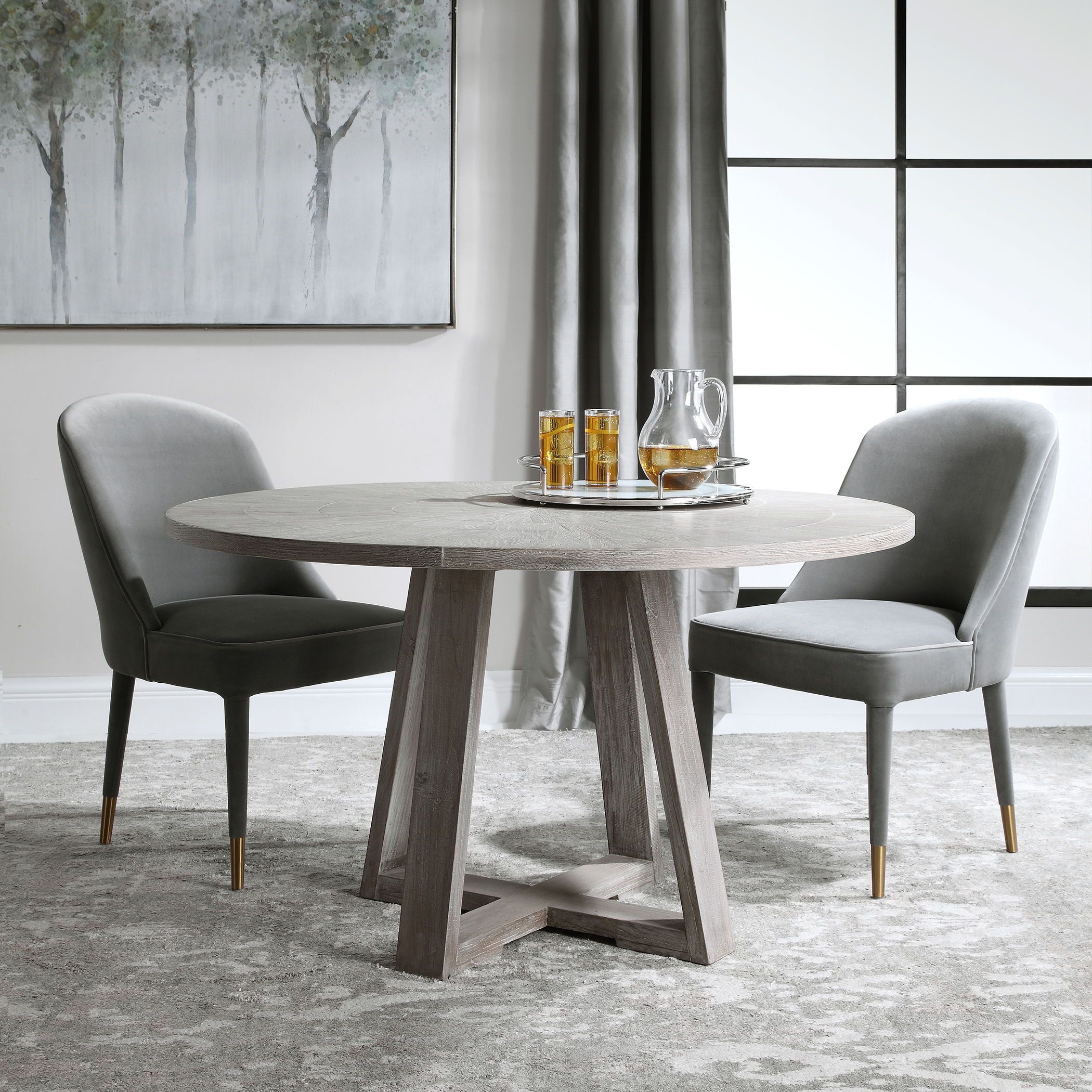Gidran Gray Dining Table, Furniture by Uttermost, 52" width x 29.9" height x 52" depth View 5