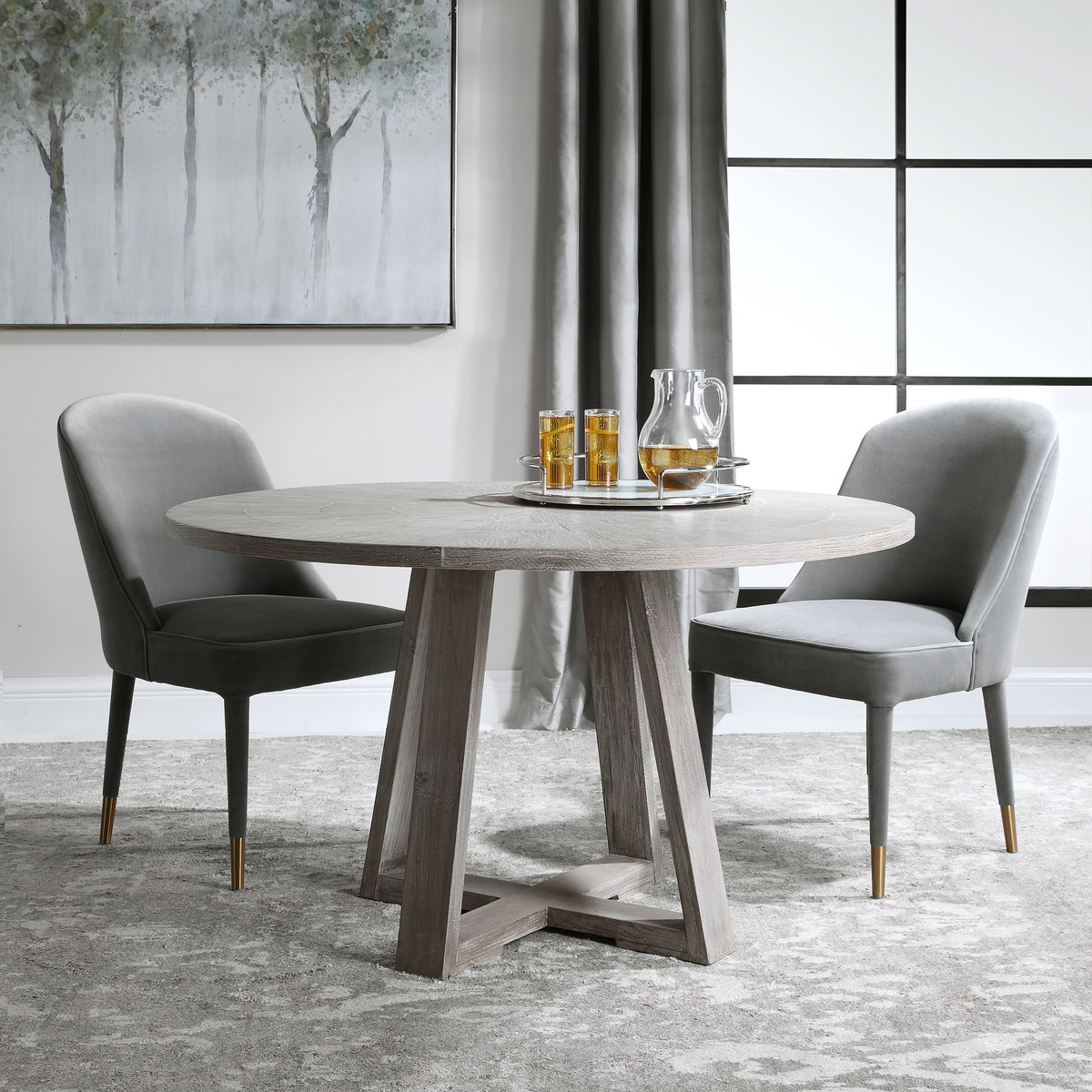 Gidran Gray Dining Table, by Uttermost, 52" width x 29.9" height x 52" depth View 5