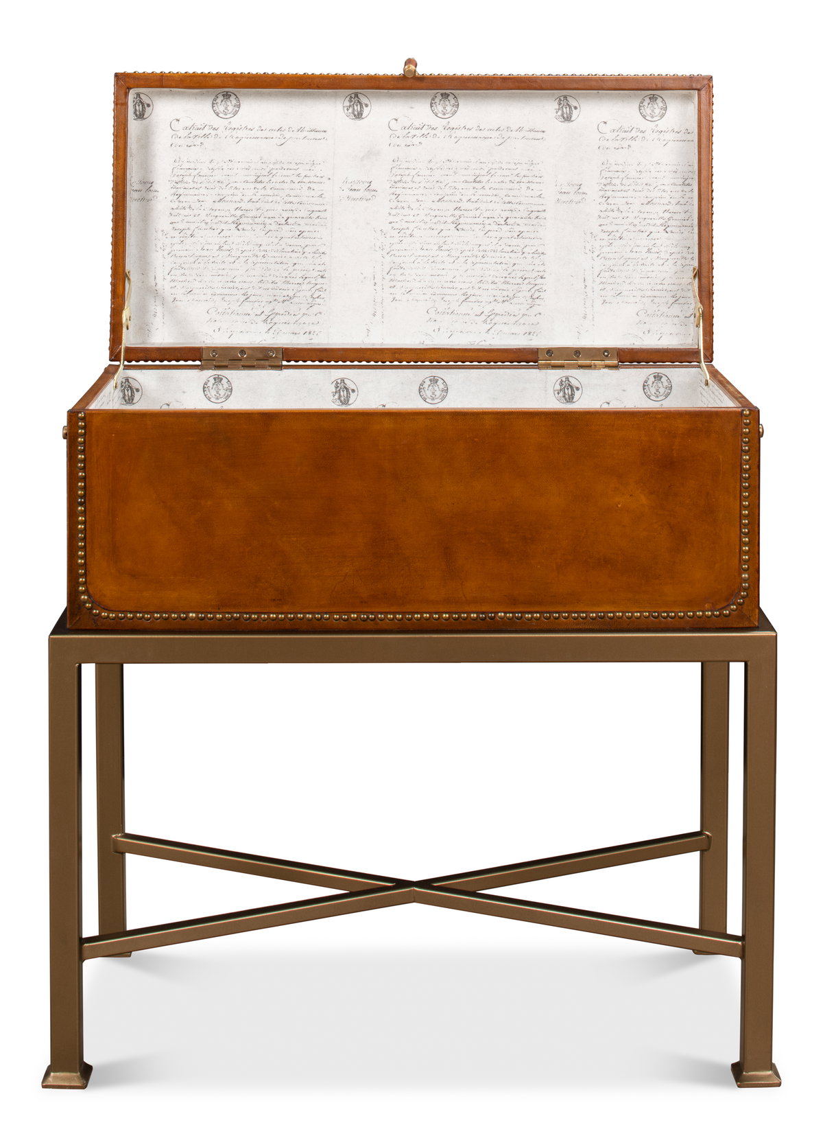 Remington Leather Box On Stand, by Sarreid, 1' length x 2' width x 2' height View 9
