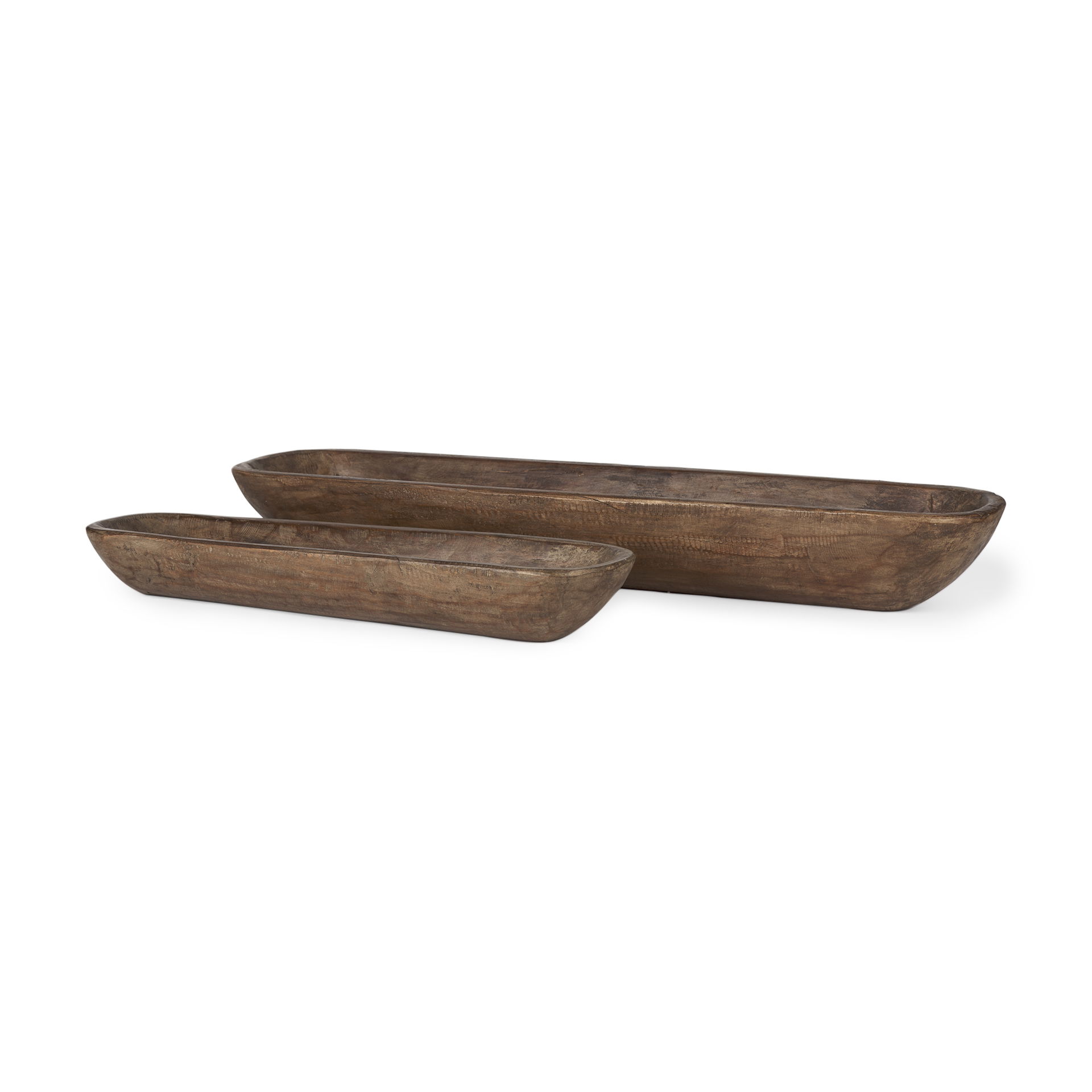 Athena Set of 2 Extra Large Medium Brown Reclaimed Wood Trays large image 