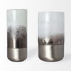 Baltic II Large White Brushed Silver Metal Bottom Glass Vase thumbnail 4