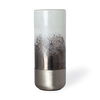 Baltic I Tall White Brushed Silver Metal Bottom Glass Vase, by Mercana, 4.72" length x 4.72" width x 12.6" height thumbnail 1